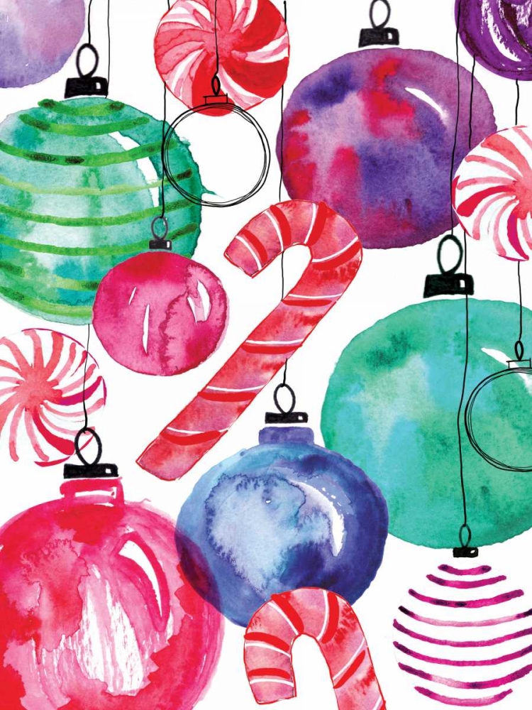 Candy Cane Ornaments art print by Sara Berrenson for $57.95 CAD