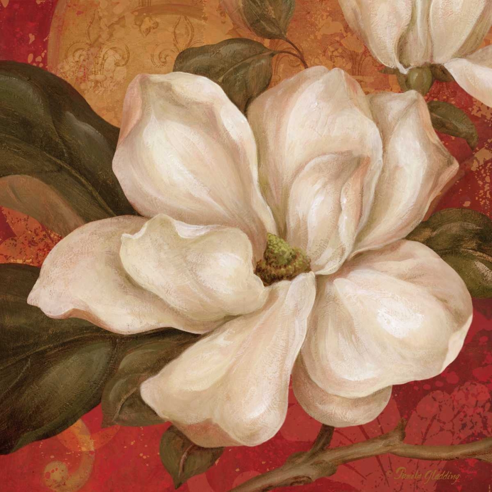 Magnolia on Red II art print by Pamela Gladding for $57.95 CAD