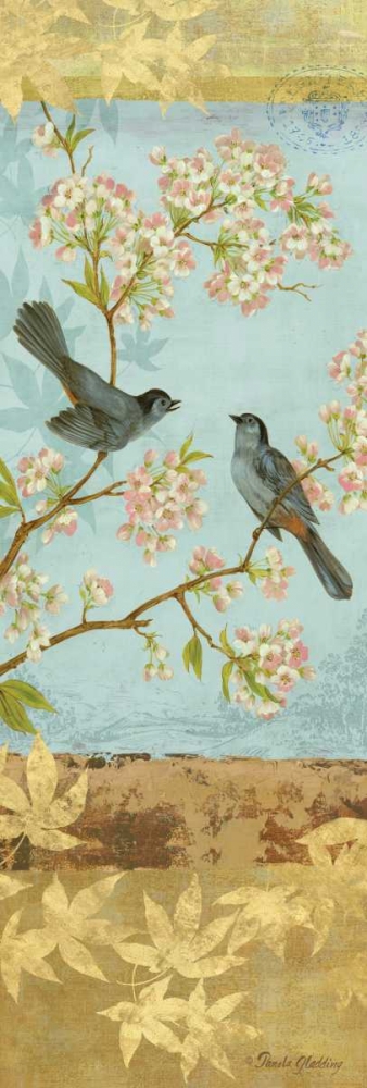 Catbirds and Blooms Panel art print by Pamela Gladding for $57.95 CAD
