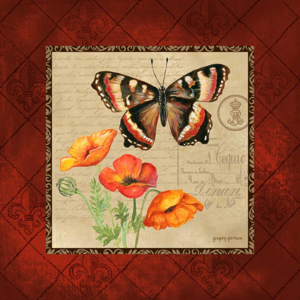 Butterfly and Poppies art print by Gregory Gorham for $57.95 CAD