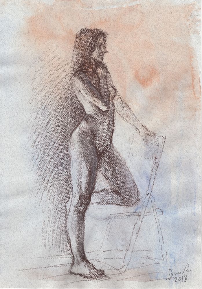 Nude girl sketch art print by Samira Yanushkova for $57.95 CAD