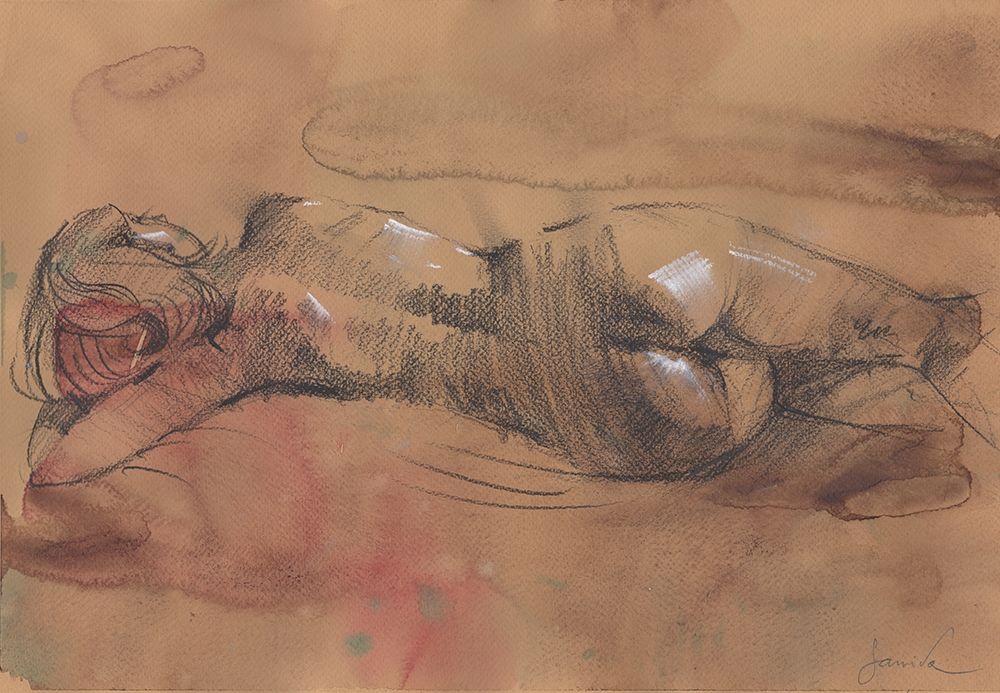 Nude erotic painting art print by Samira Yanushkova for $57.95 CAD