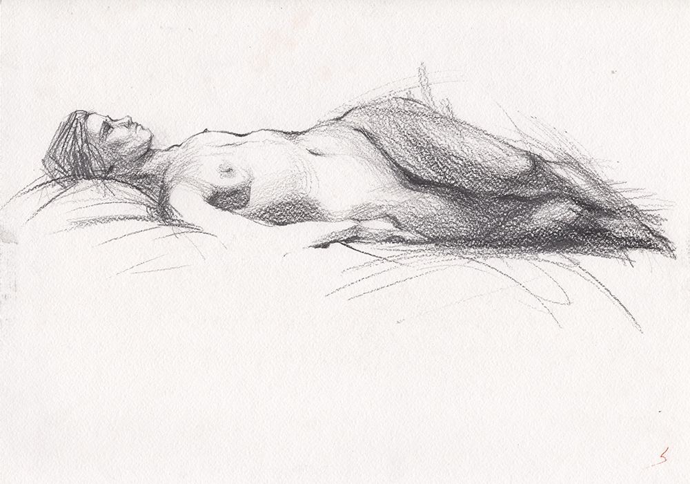 Nude erotic sketch art print by Samira Yanushkova for $57.95 CAD