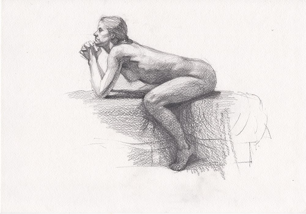 Drawing of a naked girl art print by Samira Yanushkova for $57.95 CAD