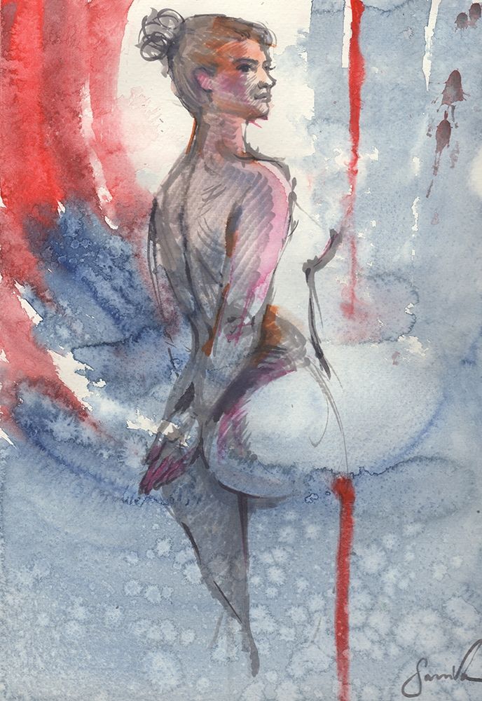 Abstract painting of a nude woman art print by Samira Yanushkova for $57.95 CAD