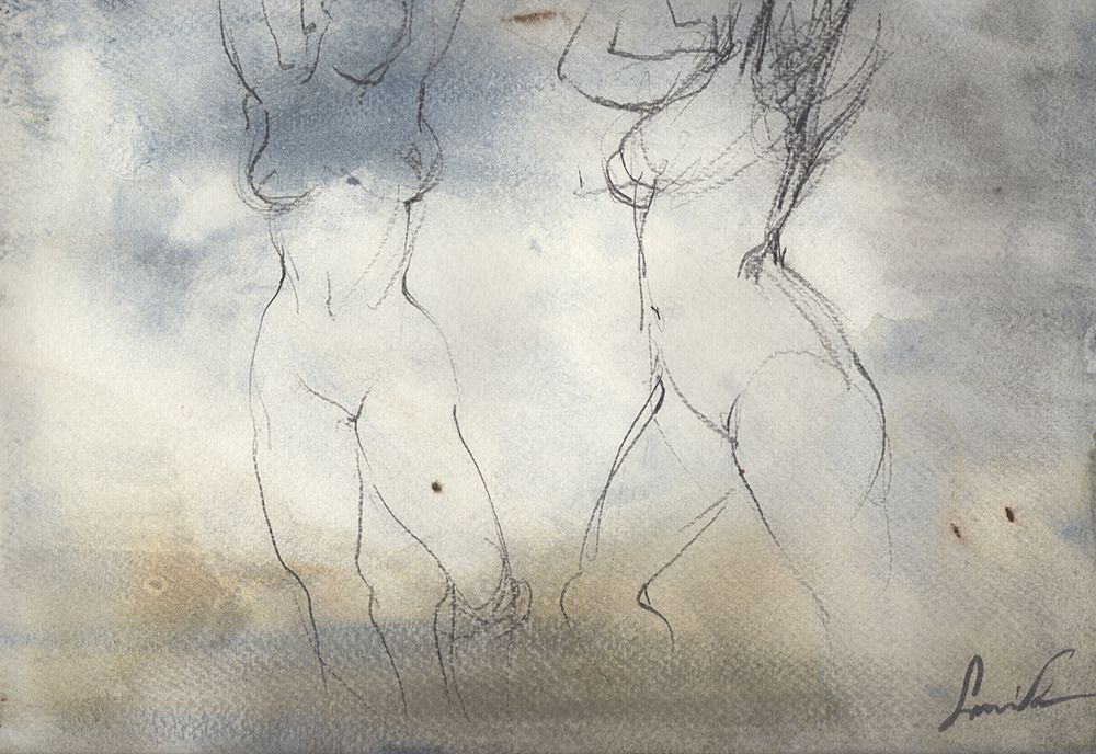 Dance of naked beautiful girls art print by Samira Yanushkova for $57.95 CAD