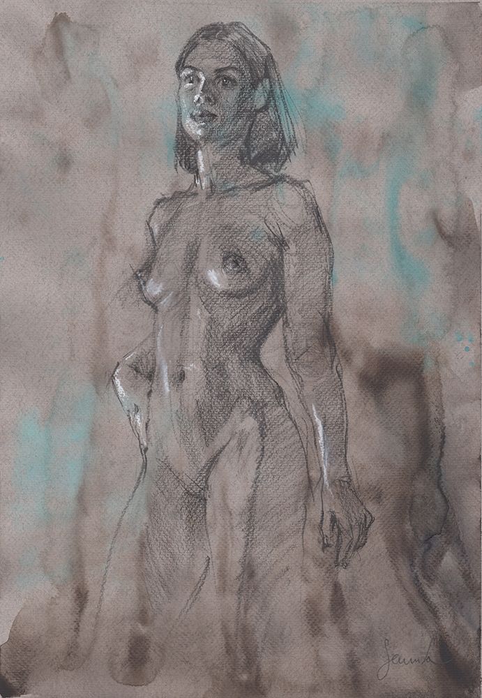 Abstract painting of a naked girl art print by Samira Yanushkova for $57.95 CAD