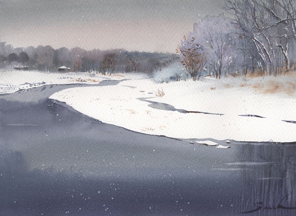 Winter landscape art print by Samira Yanushkova for $57.95 CAD