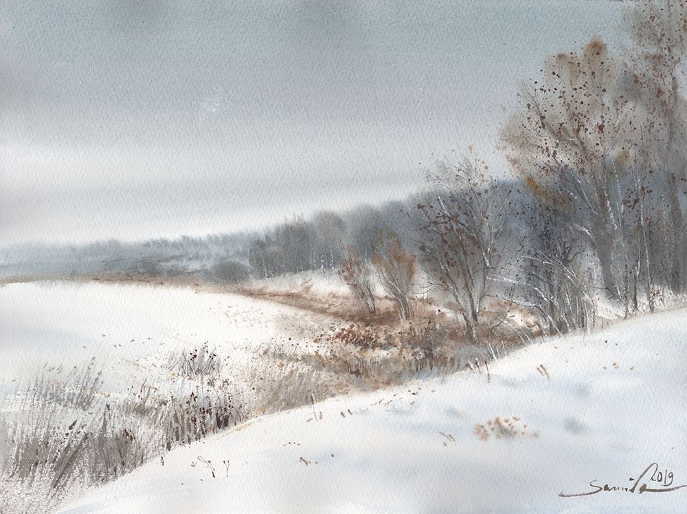 Winter field art print by Samira Yanushkova for $57.95 CAD