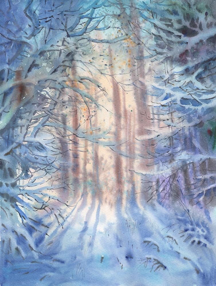 Winter landscape in the forest art print by Samira Yanushkova for $57.95 CAD