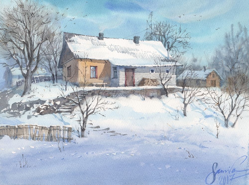 Watercolor landscape painting 11 art print by Samira Yanushkova for $57.95 CAD