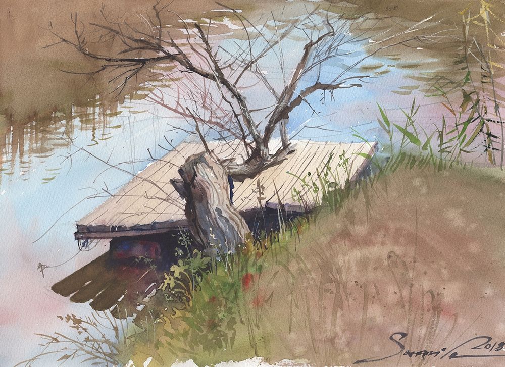 Watercolor landscape painting 13 art print by Samira Yanushkova for $57.95 CAD