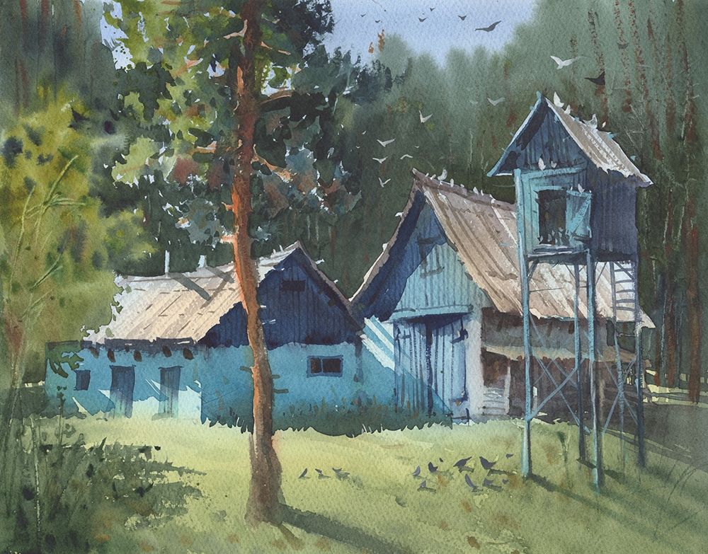 Watercolor landscape painting 17 art print by Samira Yanushkova for $57.95 CAD