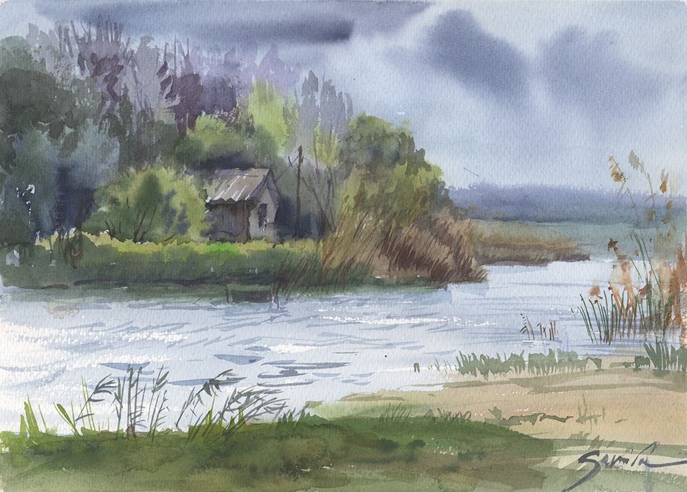 Watercolor landscape painting 19 art print by Samira Yanushkova for $57.95 CAD