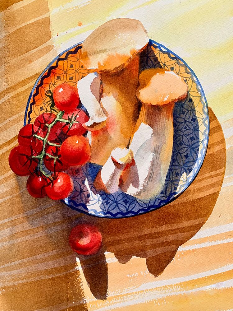 Sunny Still Life With Mushrooms art print by Samira Yanushkova for $57.95 CAD