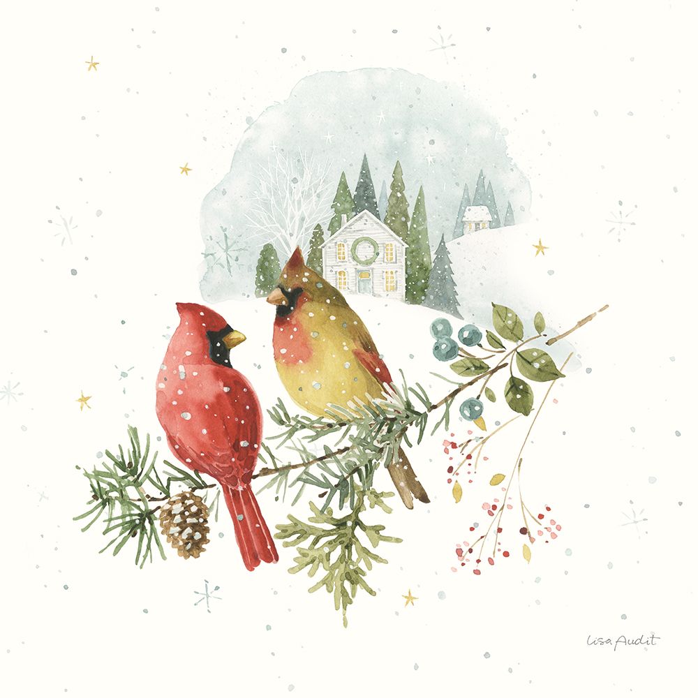 Magical Winterland Cardinals XXIV art print by Lisa Audit for $57.95 CAD