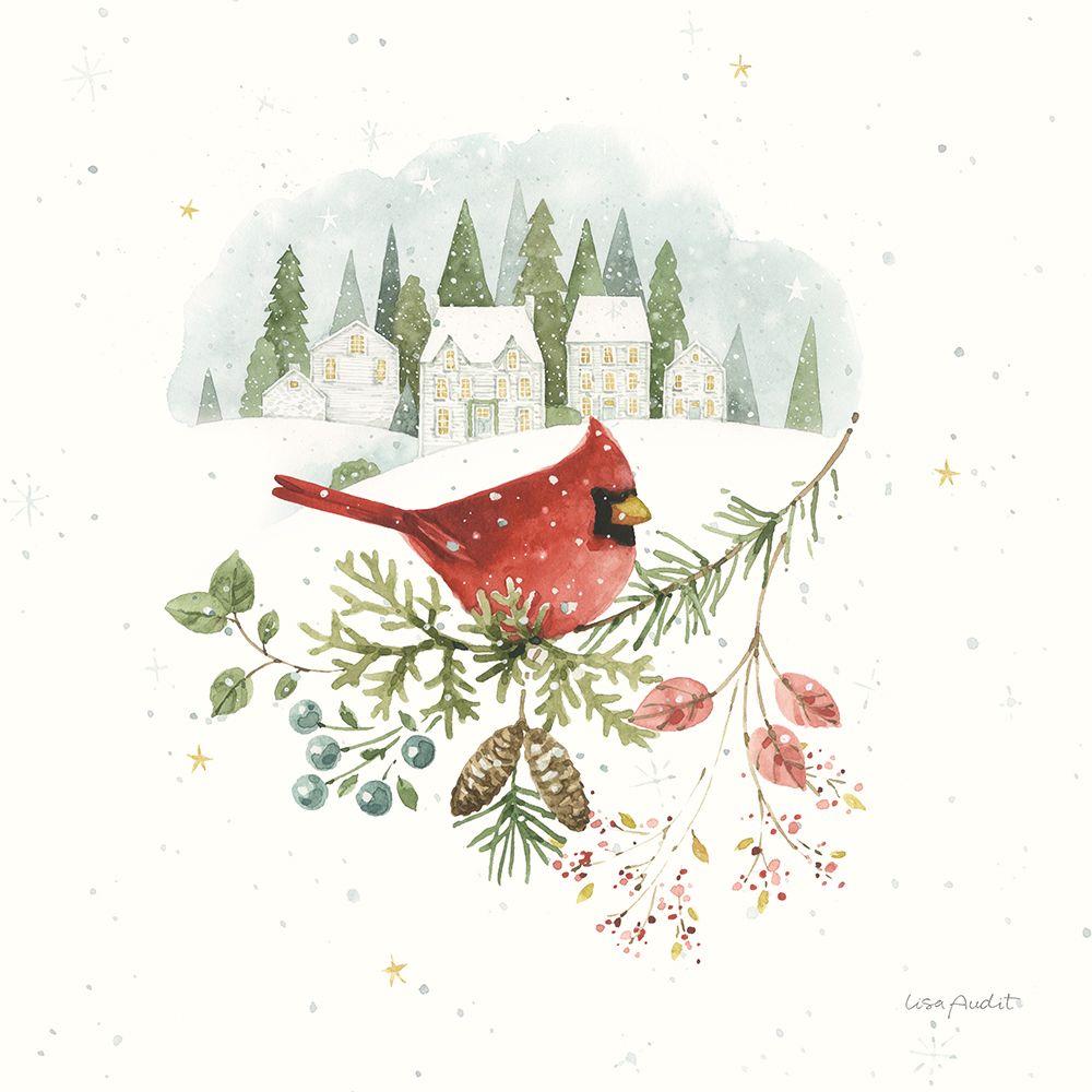 Magical Winterland Cardinals XXV art print by Lisa Audit for $57.95 CAD