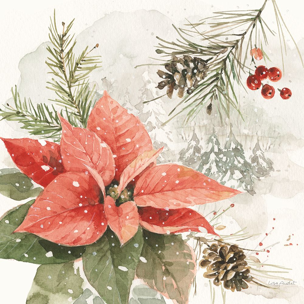 Poinsettia Village II art print by Lisa Audit for $57.95 CAD