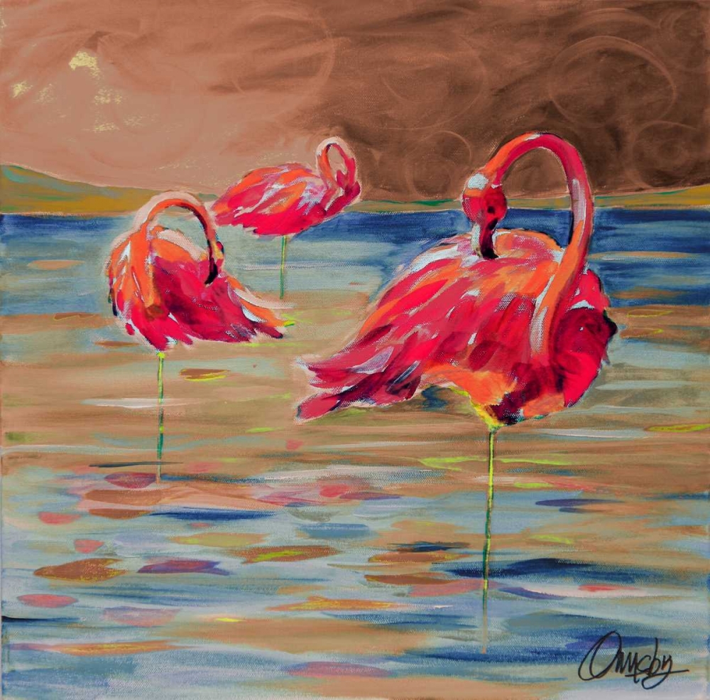 Trio Flamingos art print by Anne Ormsby for $57.95 CAD