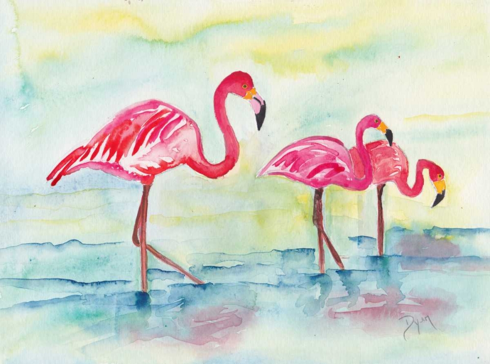 Sunset Flamingoes I art print by Beverly Dyer for $57.95 CAD