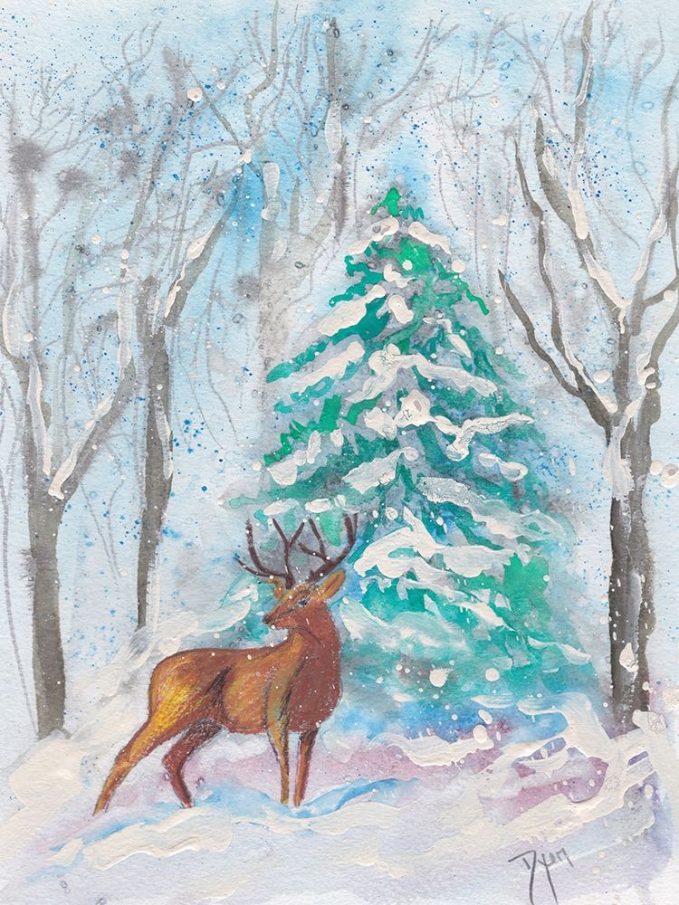 Holiday Deer art print by Beverly Dyer for $57.95 CAD