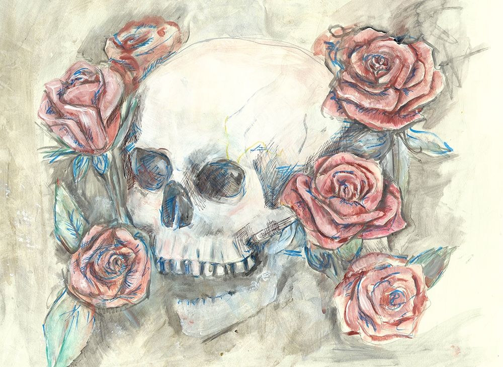 Skull and Roses art print by Justine Bassani for $57.95 CAD