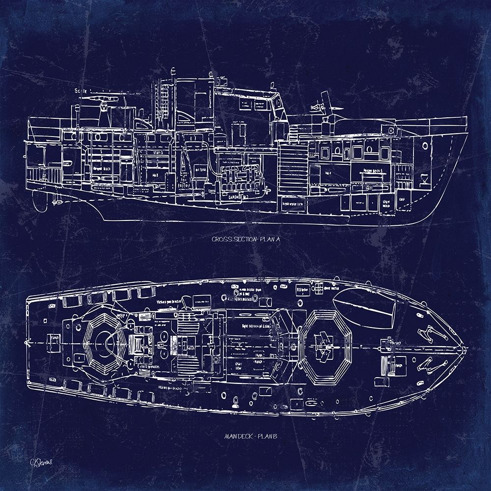 Boat Blueprint 1 art print by Carole Stevens for $57.95 CAD