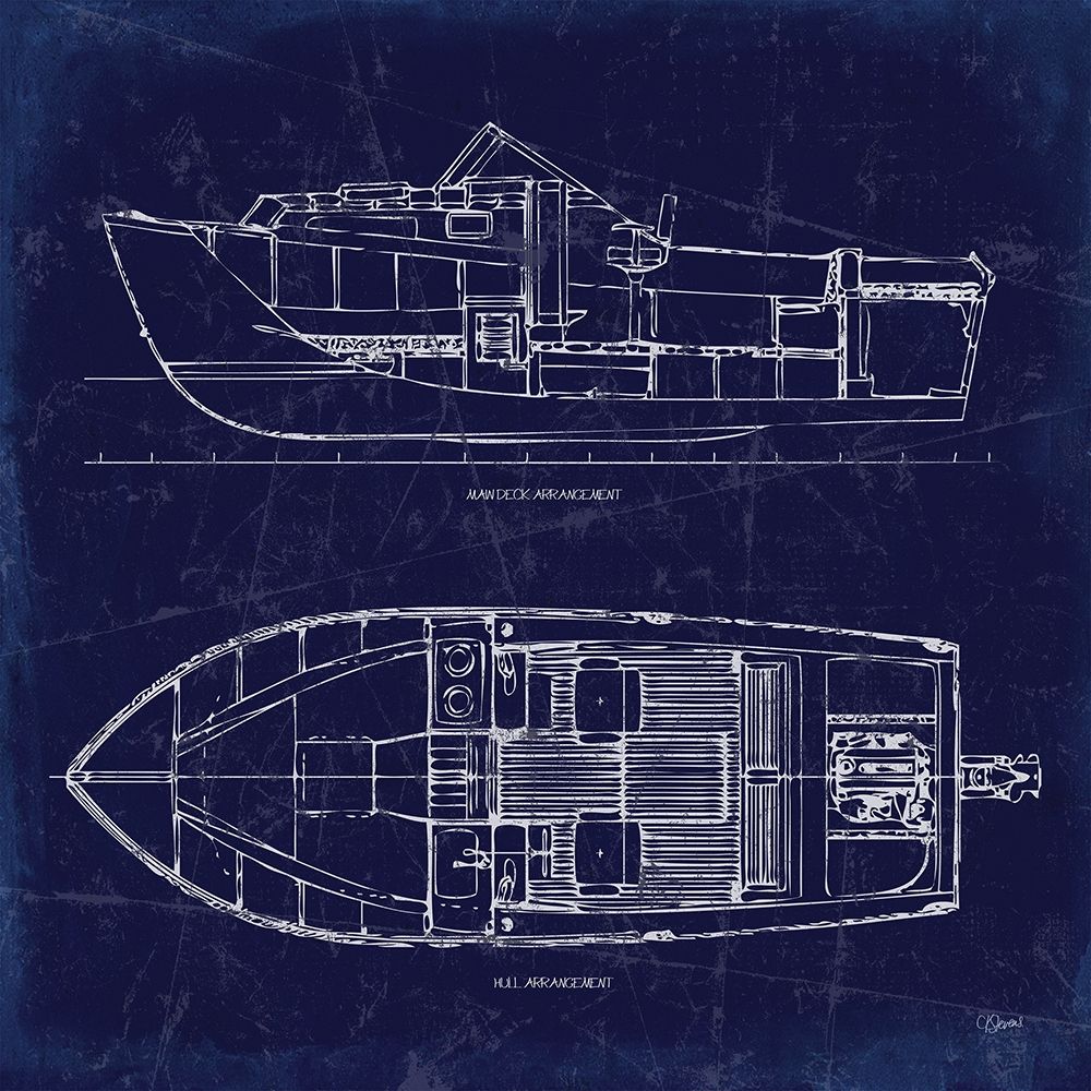 Boat Blueprint 2 art print by Carole Stevens for $57.95 CAD