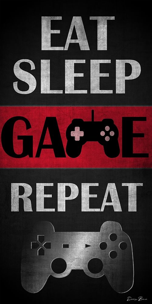 Eat Sleep Game Repeat Red art print by Denise Brown for $57.95 CAD