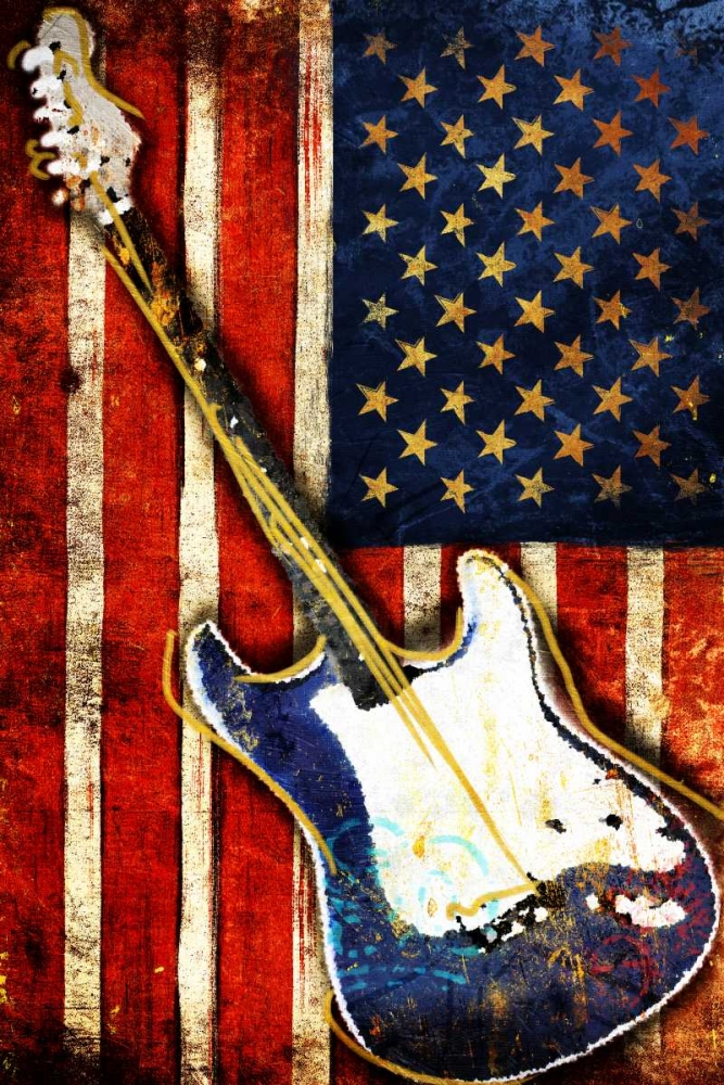Patriotic Guitar art print by Jace Grey for $57.95 CAD