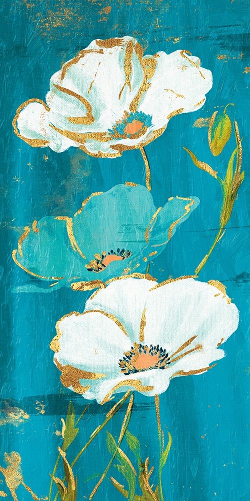 Teal Gold Florals art print by Jace Grey for $57.95 CAD