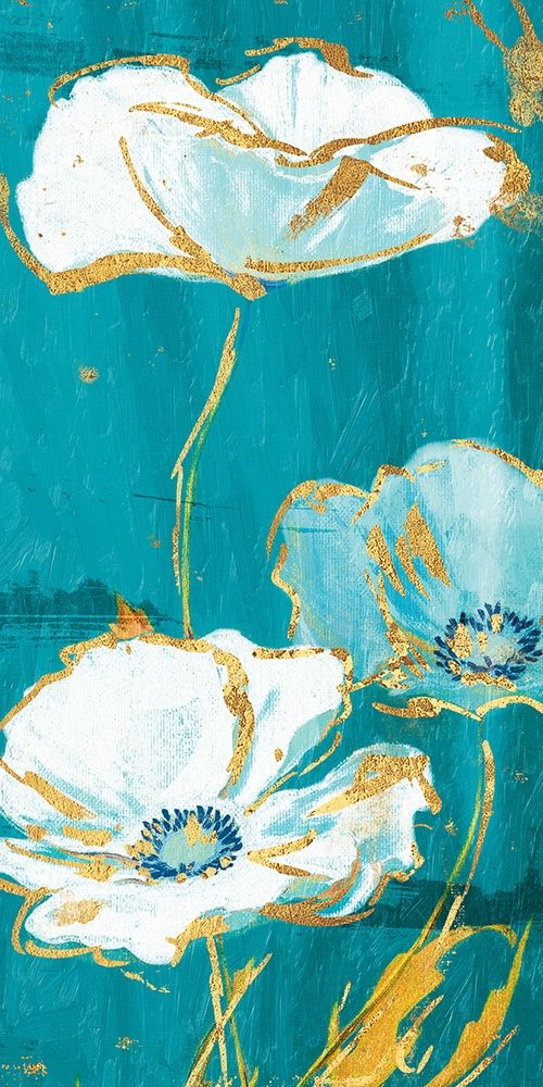 Teal Gold Florals Mate Three art print by Jace Grey for $57.95 CAD