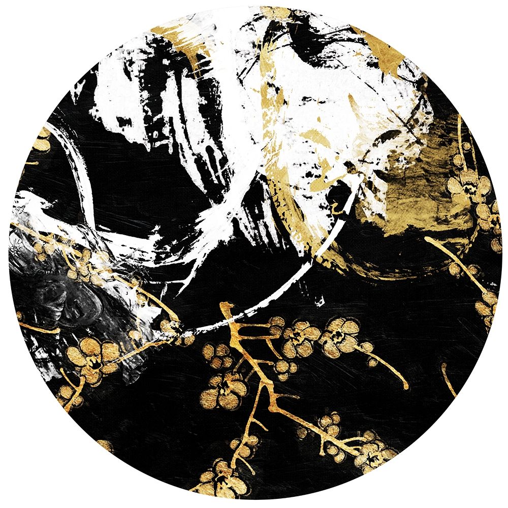 Golden Black Floral Circle art print by Jace Grey for $57.95 CAD