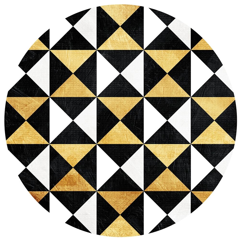Gold Black Triangles Circle art print by Jace Grey for $57.95 CAD
