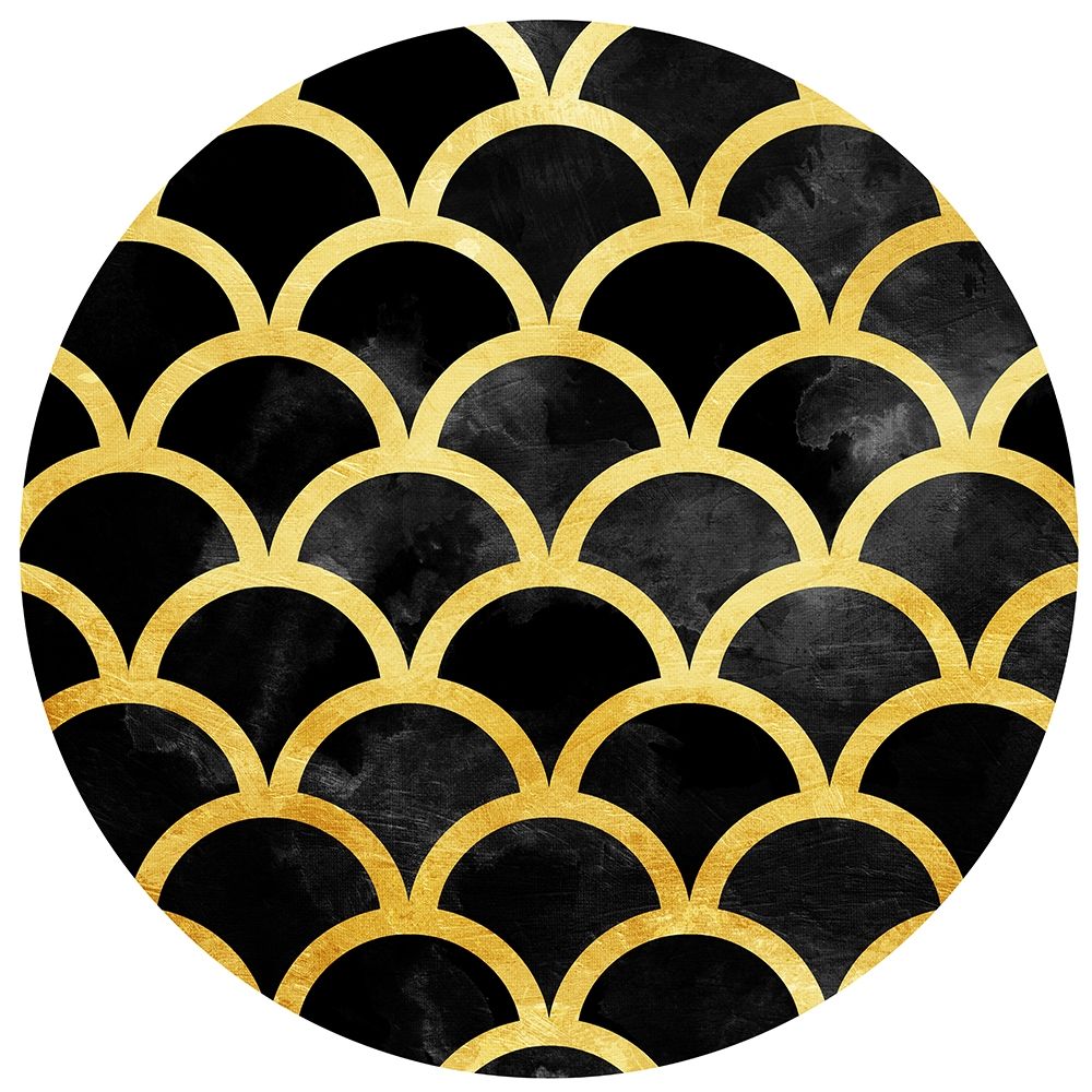 Gold Black Waves Circle art print by Jace Grey for $57.95 CAD