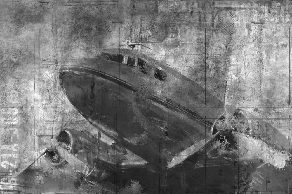 Vintage Airplane Black and White art print by Kimberly Allen for $57.95 CAD