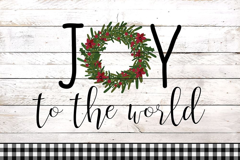 Joy to the World Wreath Plaid art print by Allen Kimberly for $57.95 CAD