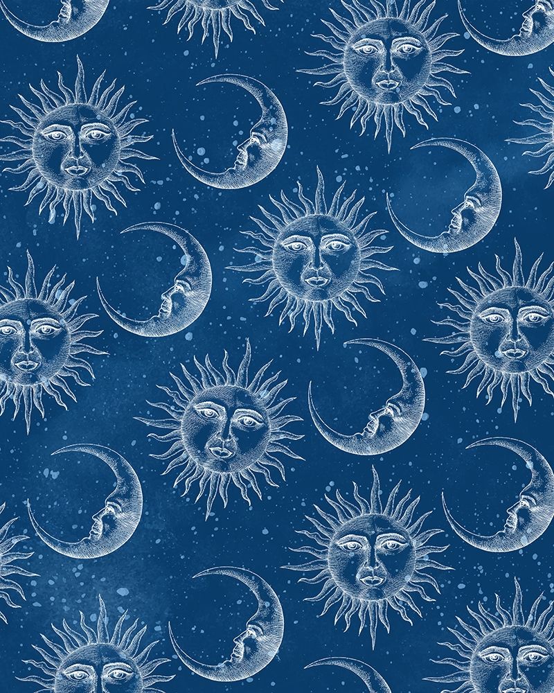 Sun Moon Pattern Blue art print by Kimberly Allen for $57.95 CAD
