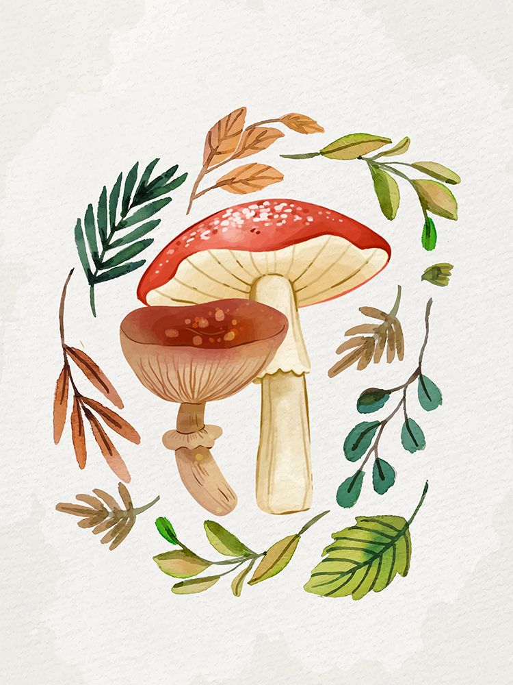 Mushroom And Leaves 2 art print by Kimberly Allen for $57.95 CAD