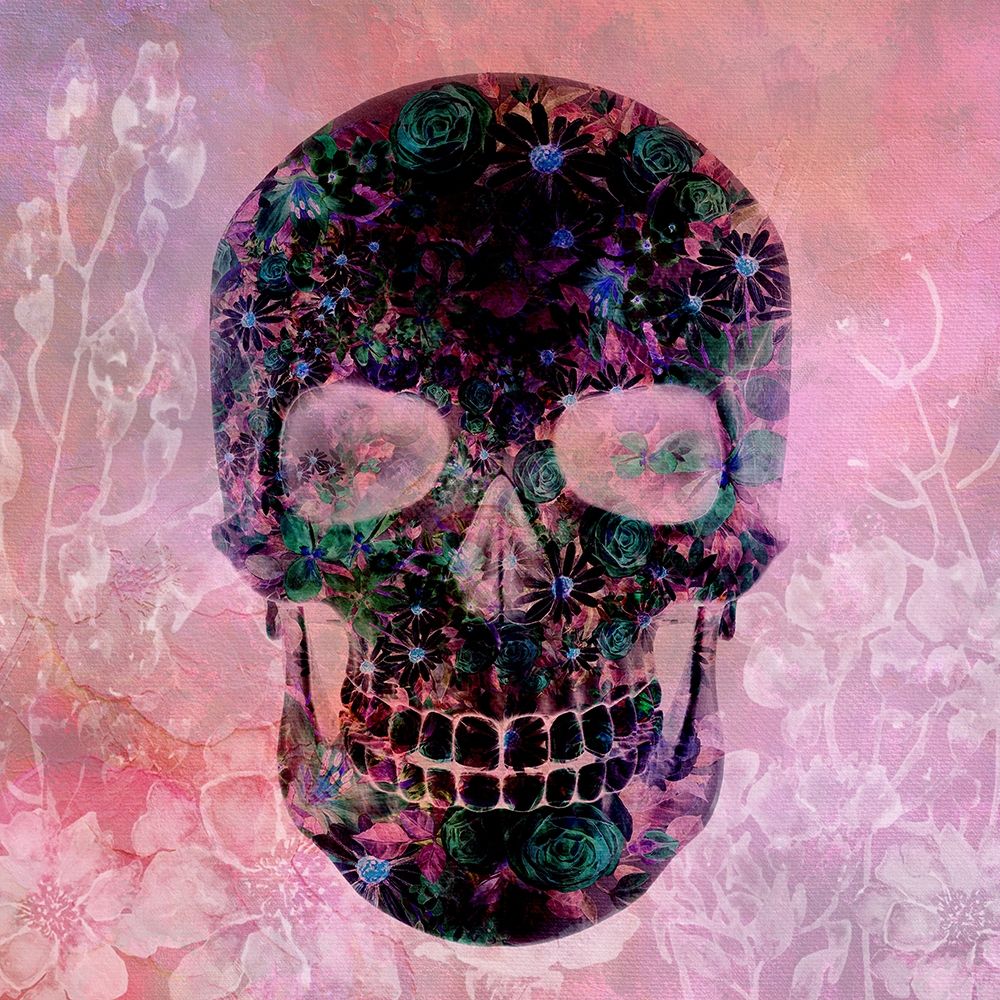 Floral Skull Pink art print by Allen Kimberly for $57.95 CAD