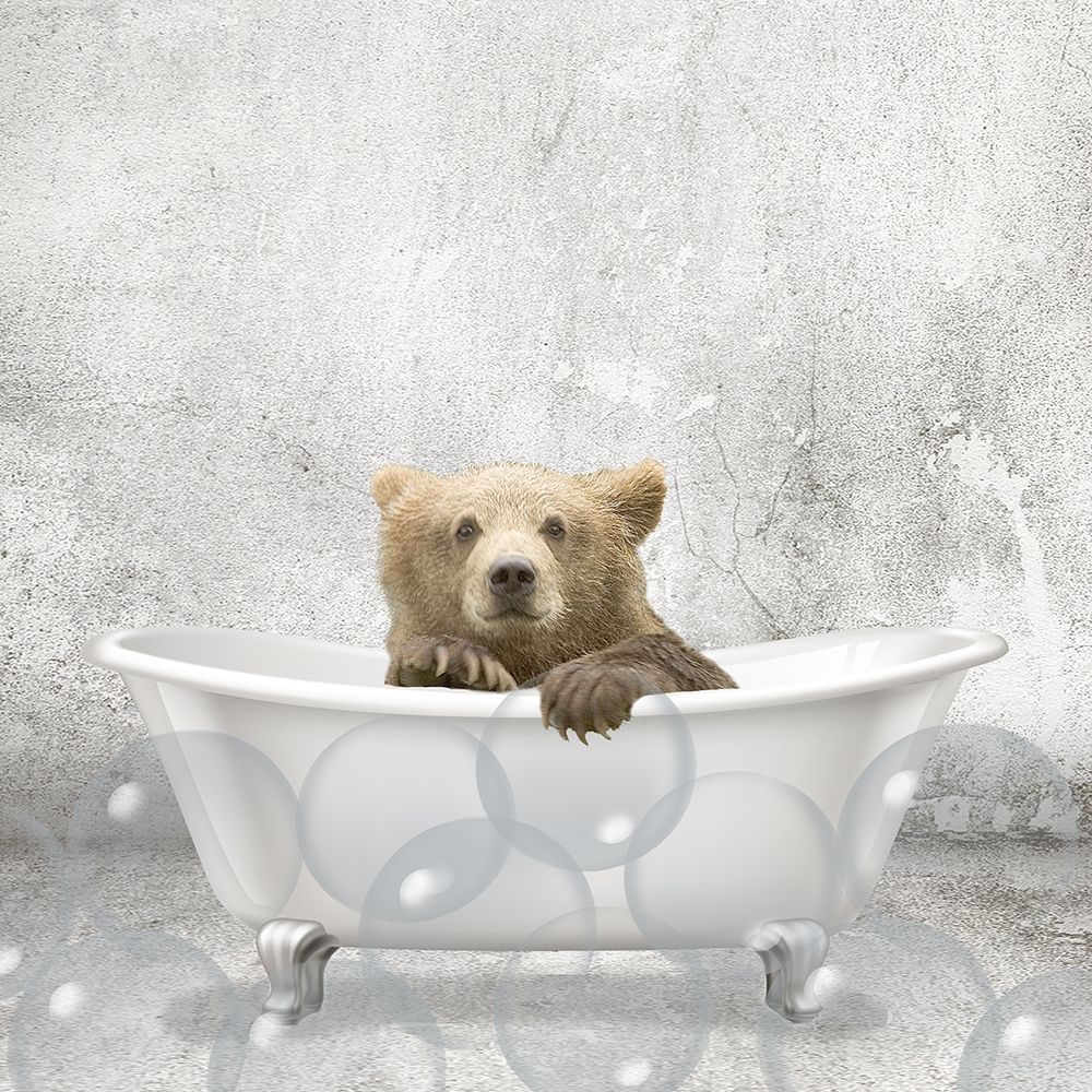 Baby Bear Bath art print by Allen Kimberly for $57.95 CAD