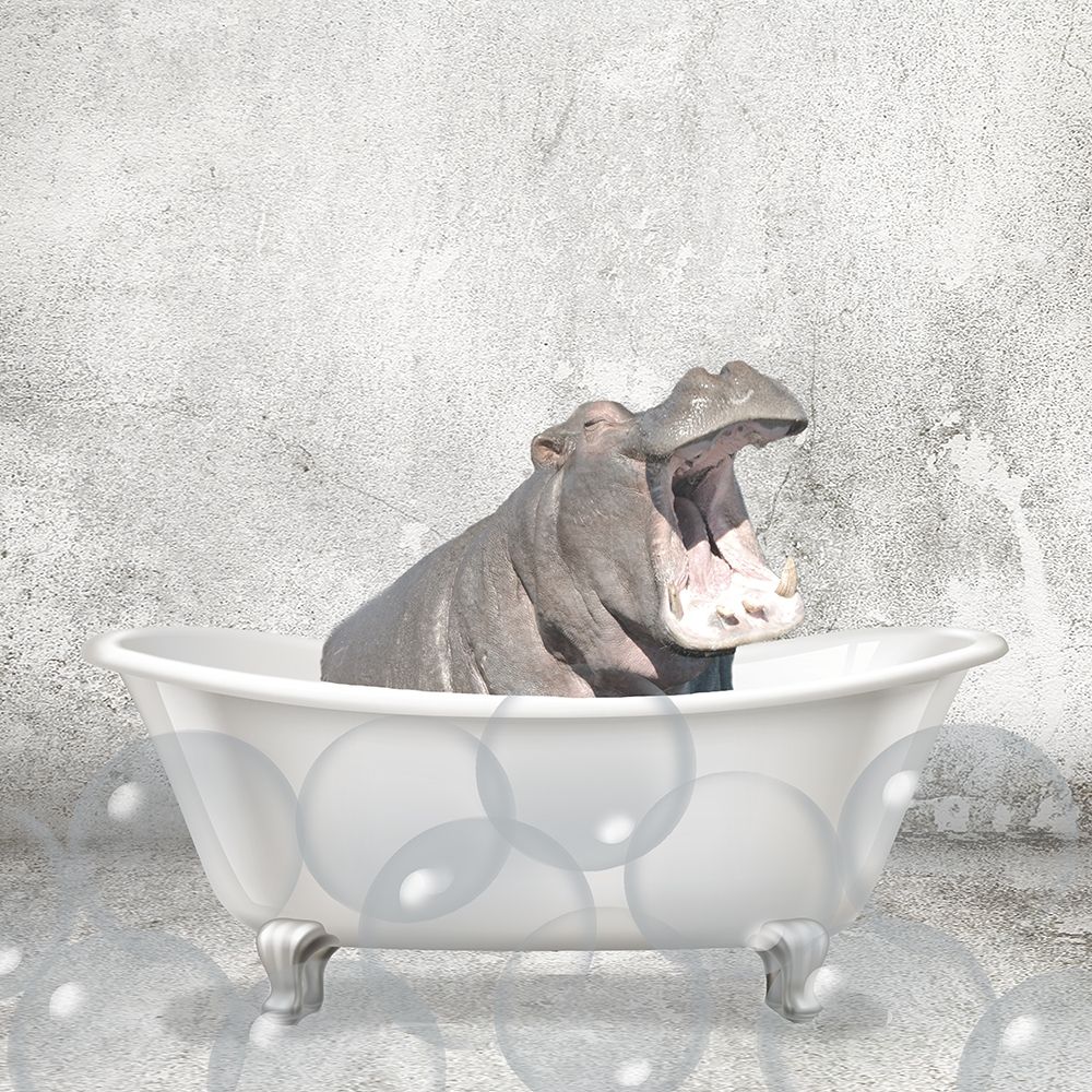 Baby Hippo Bath art print by Allen Kimberly for $57.95 CAD