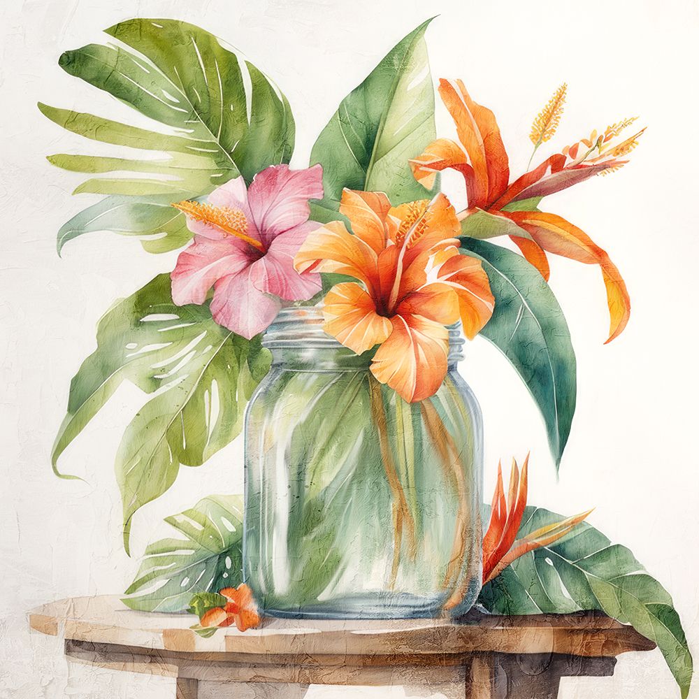 Tropical Floral Jar 1 art print by Kimberly Allen for $57.95 CAD
