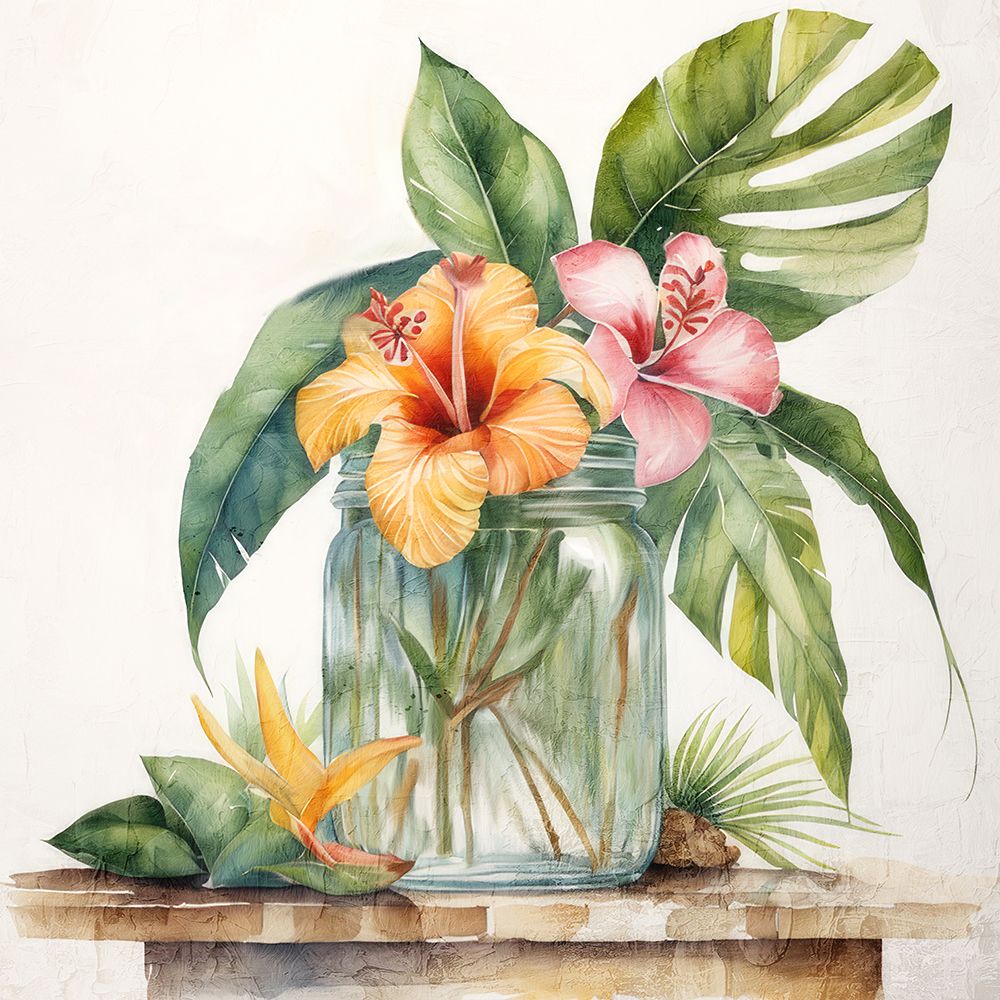 Tropical Floral Jar 2 art print by Kimberly Allen for $57.95 CAD