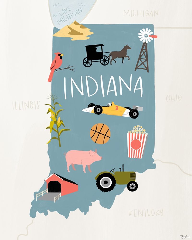 Indiana Icons art print by Gigi Louise for $57.95 CAD