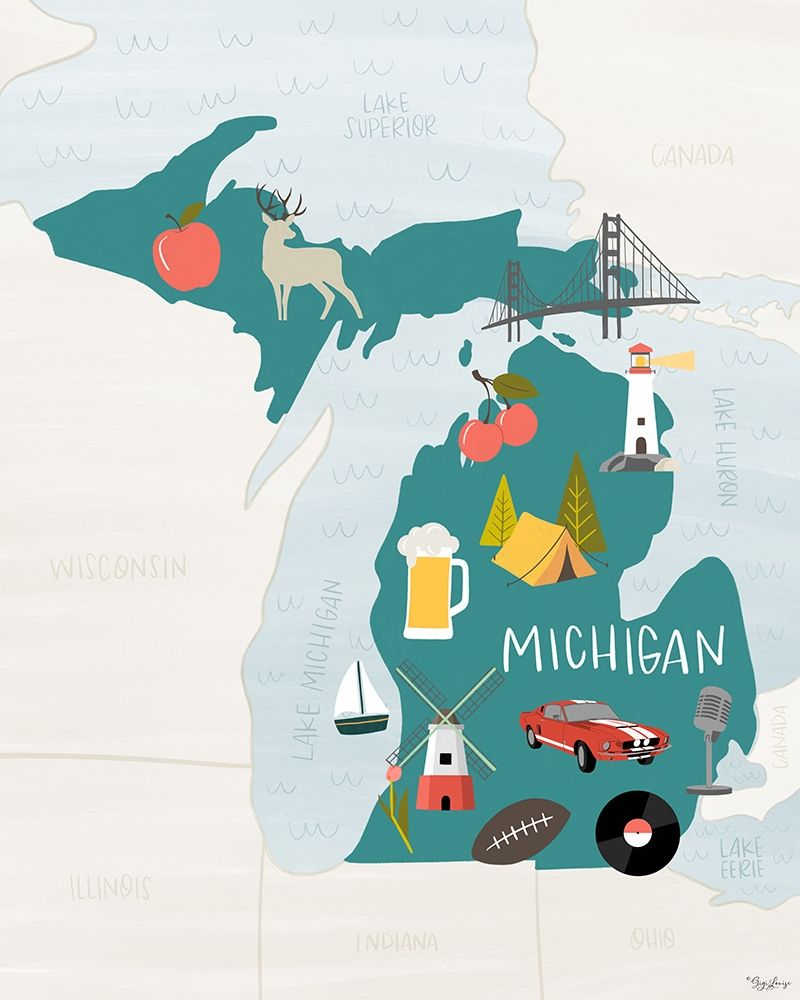 Michigan Icons 2 art print by Gigi Louise for $57.95 CAD
