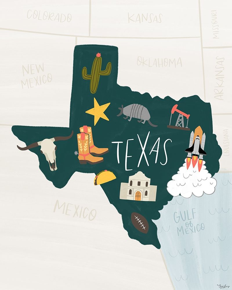 Texas Icons art print by Gigi Louise for $57.95 CAD