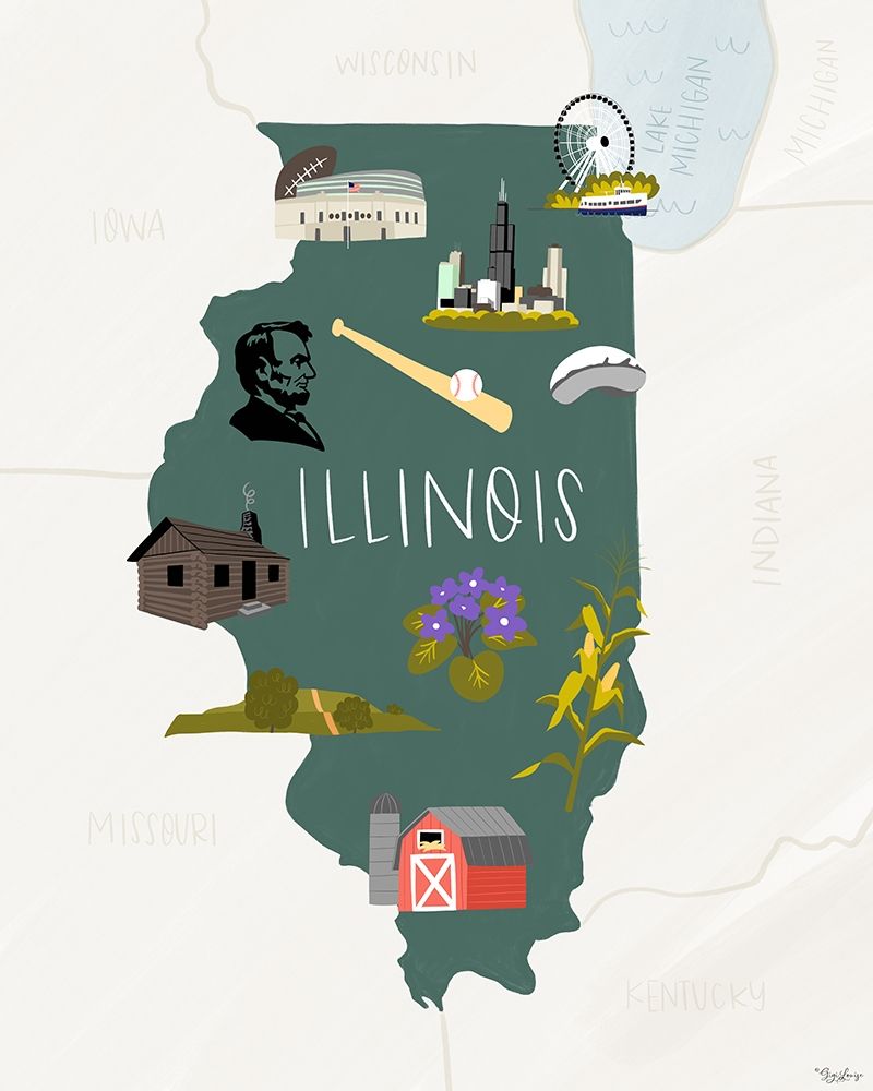 Illinois Icons 2 art print by Gigi Louise for $57.95 CAD