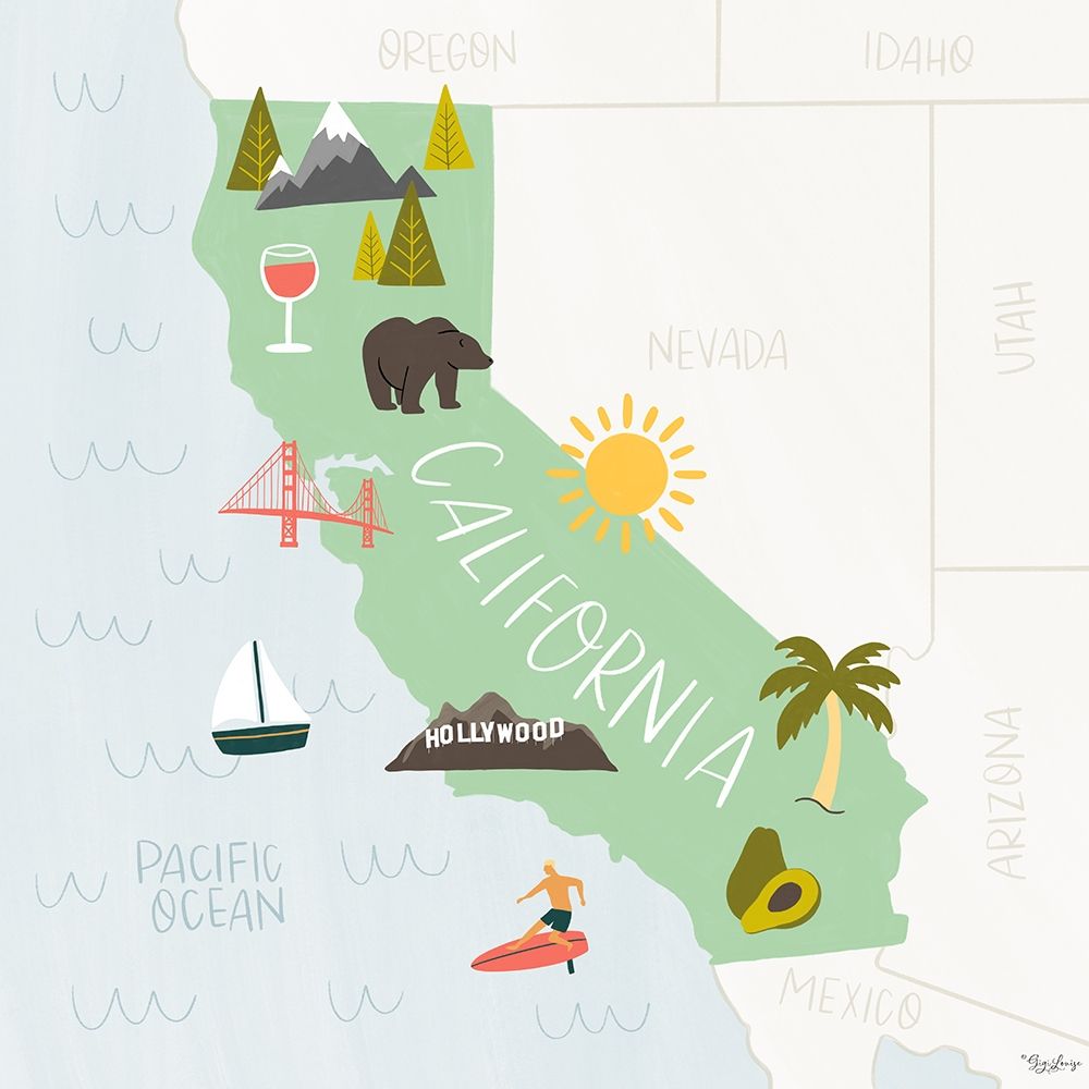 California Icons art print by Gigi Louise for $57.95 CAD