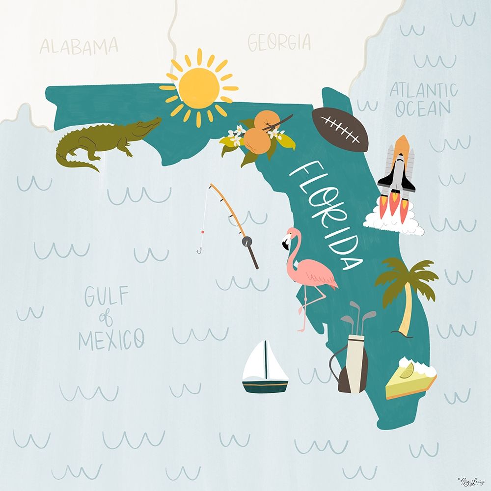Florida Icons art print by Gigi Louise for $57.95 CAD